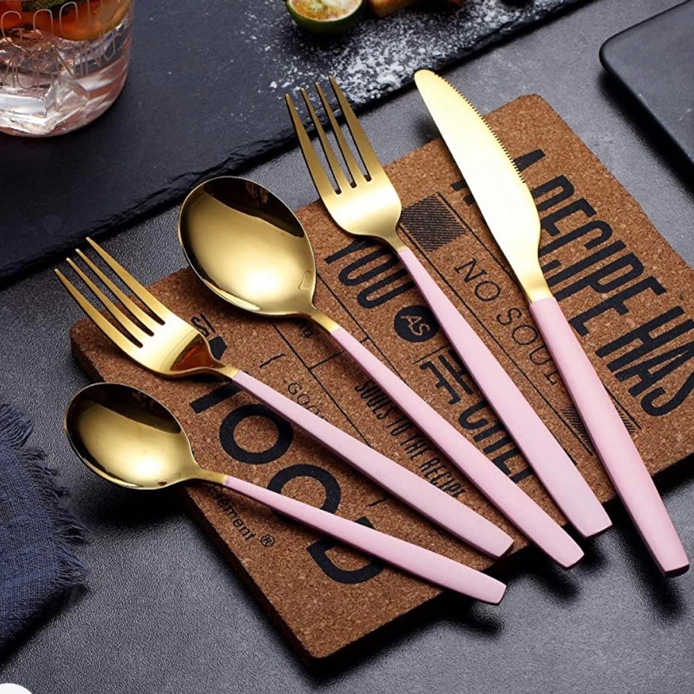 Beautiful silverware set pink/gold 20 piece